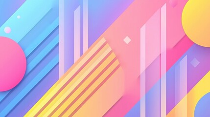 A vibrant abstract composition featuring geometric shapes and lines in various colors.