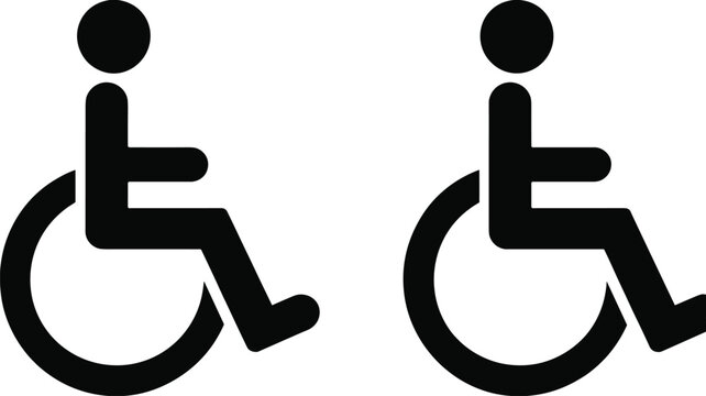 Wheelchair accessibility symbol icon set isolated disability access sign vector illustration black pictogram collection bundle
