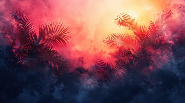 Palm sunday soncept illustration, Generative AI watercolor background