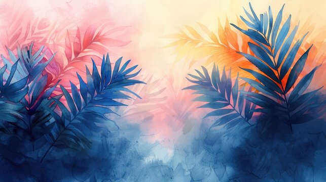 Palm sunday soncept illustration, watercolor background