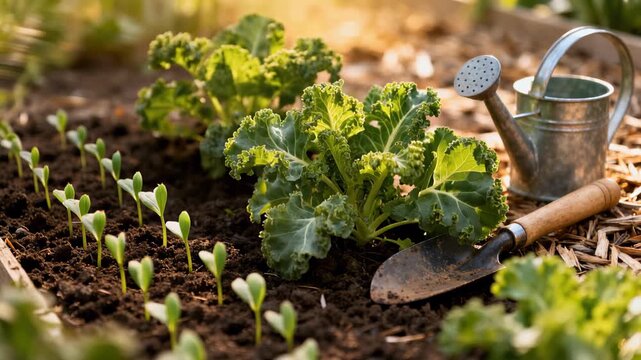 Timelapse of Spring Growth: Seedling Emergence, Kale Flourishing, and Gardening Highlights
