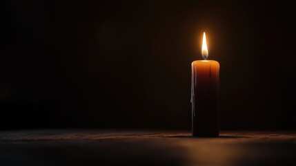 A single candle in the dark.