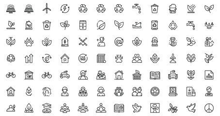 Sustainability eco icon set vector for renewable energy recycling smart living and environmental conservation © Md Robin Hasan