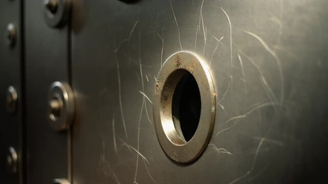 Closeup of Metal Vault Door.