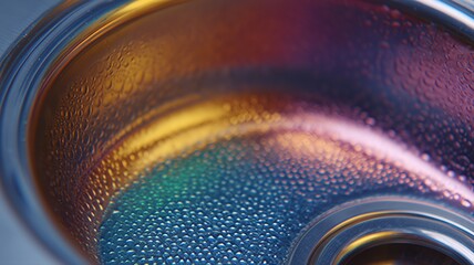 レンジフードのフィルターを泡状に浸し、ステンレスの反射が映える、活気あふれる日本のキッチン脱脂作業