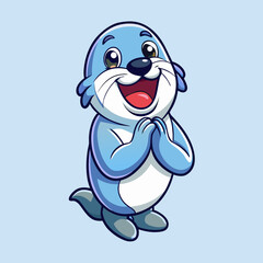 Fototapeta premium blue, halloween, drawing, comic, character, cartoon, animal, vector, mammal, art, happy, rabbit, smiling, icon, seal, isolated, fun, funny, cute, mascot, baby, smile, illustration