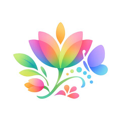 Obraz premium PNG Colorful floral butterfly illustration