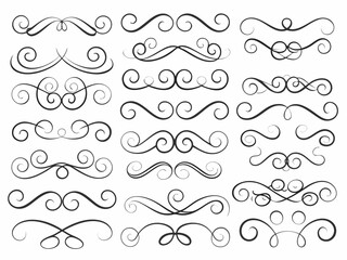 Obraz premium Collection of decorative swirls and flourishes in black and white
