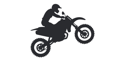 Dirt Bike Motocross Rider Performing Wheelie Silhouette Vector