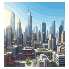 Obraz premium Chicago Cityscape Skyline Illustration