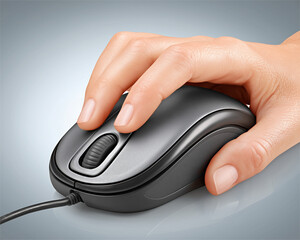  a hand on a computer mouse
