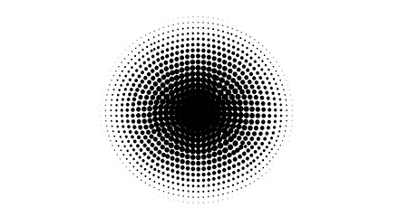 Black and White Halftone Dot Pattern Circle.