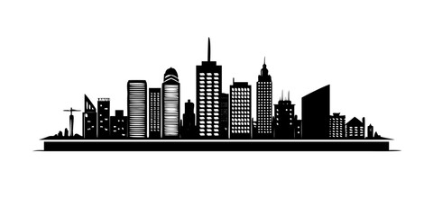 Obraz premium Modern City Skyline Panorama Vector Silhouette Illustration