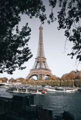 Fototapeta premium The Eiffel Tower along the River Seine in Paris, France.