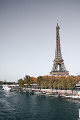 The Eiffel Tower along the River Seine in Paris, France.