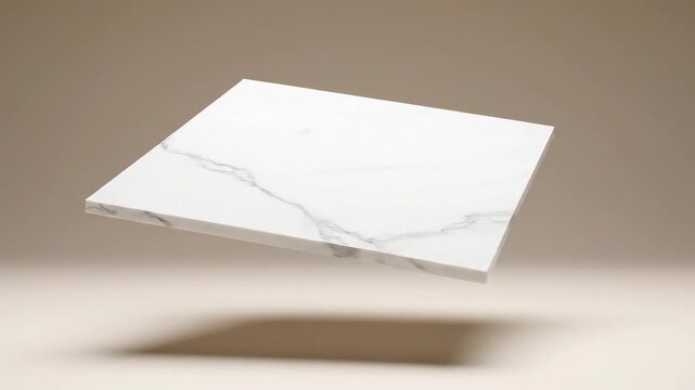 Minimalist presentation of a sleek white composite material or natural stone, featuring delicate grey marbling, suggesting purity, strength, and modern architectural potential