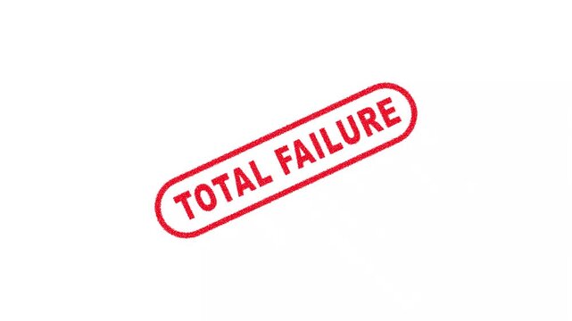 Total Failure Stamp Label Animation on Clean White Background for Critical Warning and Broadcast Media Announcement 4K Motion Graphics Animation