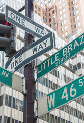 Street signpost in Manhattan. Vertically. 