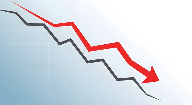 Financial crisis and stock market crash graph with falling red arrow on blue background. generated-AI