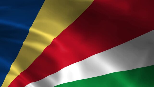 Waving flag of Seychelles a national symbol with vibrant colors and fabric texture representing patriotism and travel for international concepts