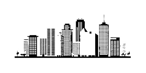 Obraz premium Modern City Skyline Panorama Vector Silhouette Illustration
