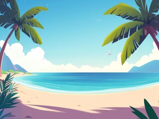 Obraz premium Sunny beach with palm trees. 