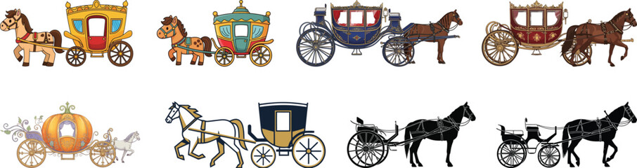 Horse Carriage Vector Illustrations – Royal Coaches, Vintage Carriages & Silhouettes © Vectify Crafts
