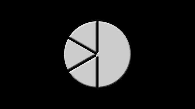 animated the white circle is divided into 6 part, animation footage video on alpha channel(transparent) background.