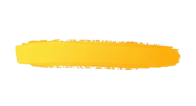 Yellow brush stroke isolated on transparent background for design and art projects