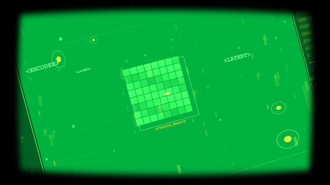 Tilt starting ATTN HUD dot sliding bars cascading stats rising for training on transparent plane