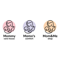 Three mother and baby with pastel circles child family