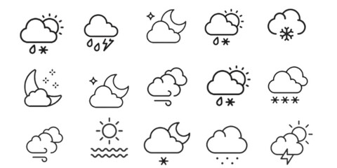 Fototapeta premium Weather Line Icons Set