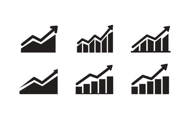 Fototapeta premium graph silhouette icons with arrows on white background