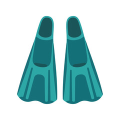 Swimming flippers vector clipart isolated, flat blue diving fins illustration for summer sports © azad