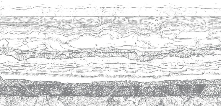 Detailed cross section of sedimentary rock layers with varied textures and striations geology strata
