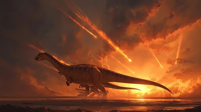 Dinosaurs flee meteor shower a prehistoric extinction event