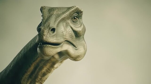 Dinosaur Eating Green Leaves Close-up Prehistoric Animal