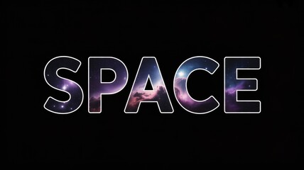 The word SPACE is depicted with a cosmic galaxy and starry sky background.