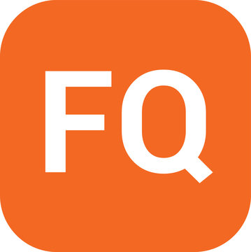 FQ Monogram Logo Icon in Orange Rounded Square, Flat Vector