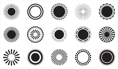 Minimal Sunburst and Circular Badge Icon Collections for design