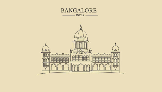 Vidhana Soudha building illustration in Bangalore India.