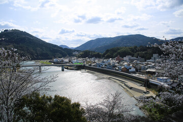 愛媛県大洲市　大洲城から見た大洲市内