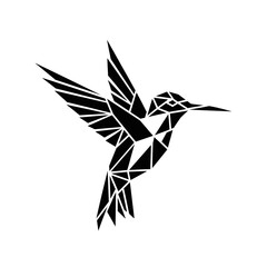 Geometric hummingbird vector illustration in flight isolated on white background © ikk