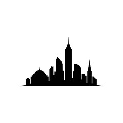Fototapeta premium City skyline silhouette urban architecture and modern buildings in black