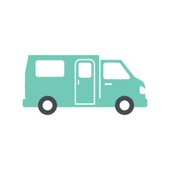 Van vector clipart in flat style, teal color, isolated transport illustration for commercial use