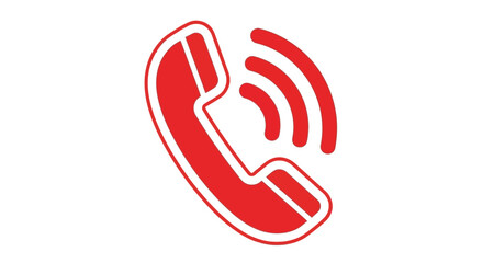 Fototapeta premium A vibrant red icon depicting a classic telephone handset with sound waves