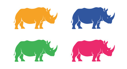 Four colorful rhinoceros silhouettes arranged in a square formation © vector desgins 