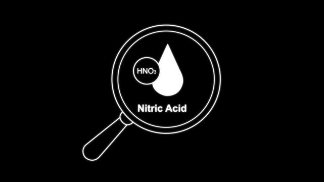 Nitric Acid Illustration - Chemical Compound and Magnifying Glass.