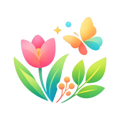 Naklejka premium PNG Colorful nature with butterfly