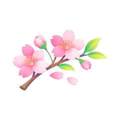 Naklejka premium PNG Elegant cherry blossom branch illustration.